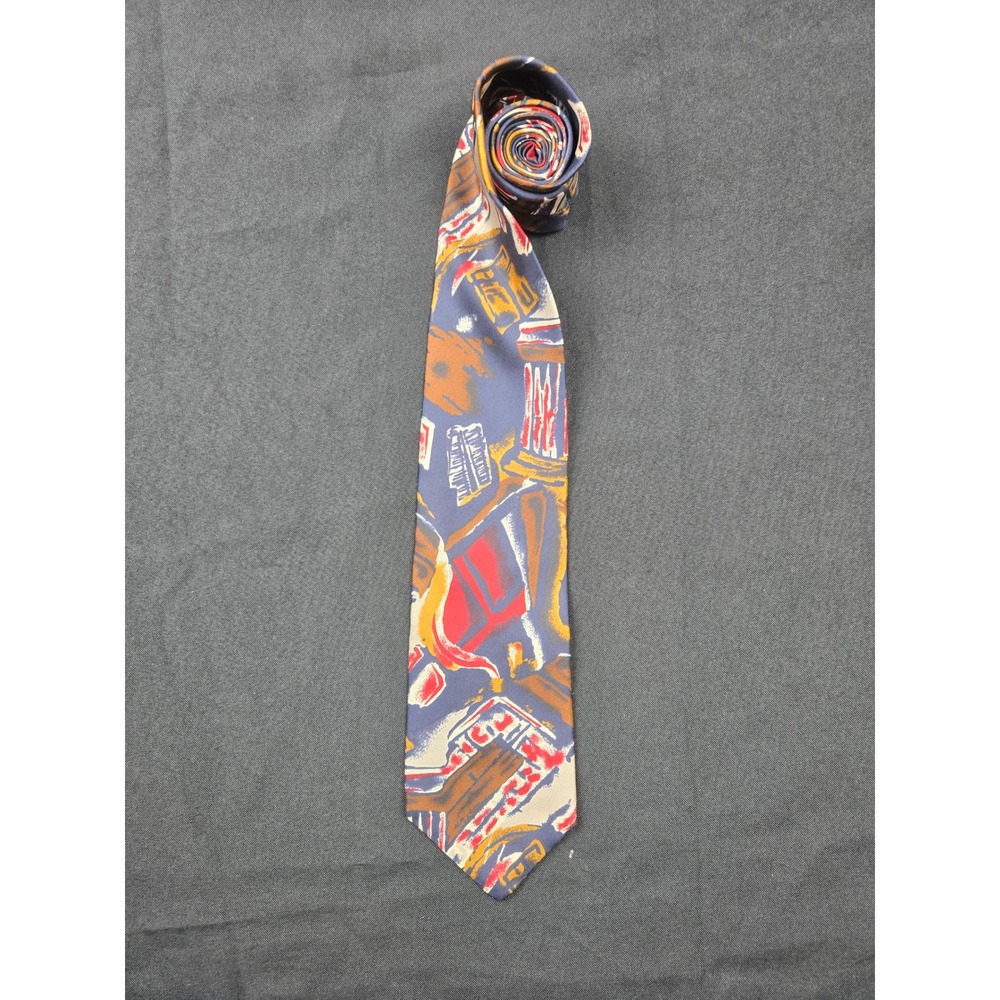 Herve Benard Pure Silk Abstract Geometric Print‎ Necktie